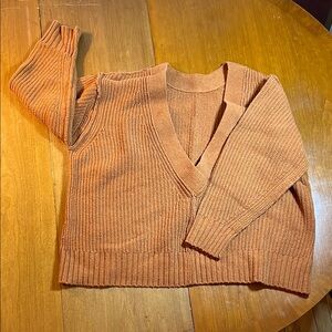 We The Free Rust Orange V-Neck Women's Sweater